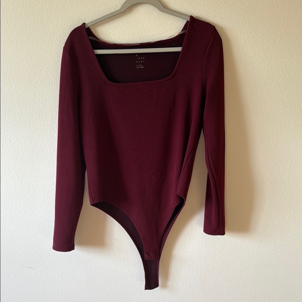 Elegant Burgundy Long Sleeve Bodysuit